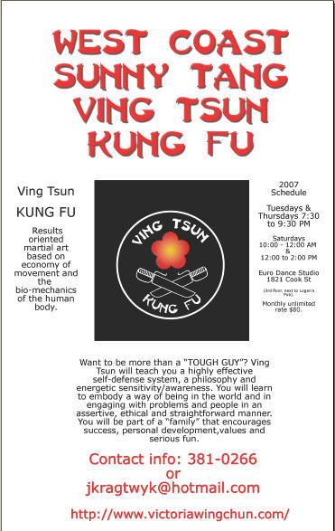 West Coast Sunny Tang Ving Tsun Kung Fu, Victoria, BC